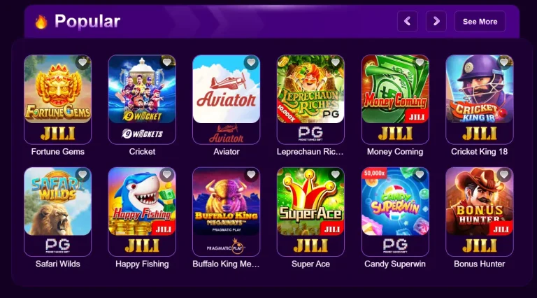 Popular games on winpkr